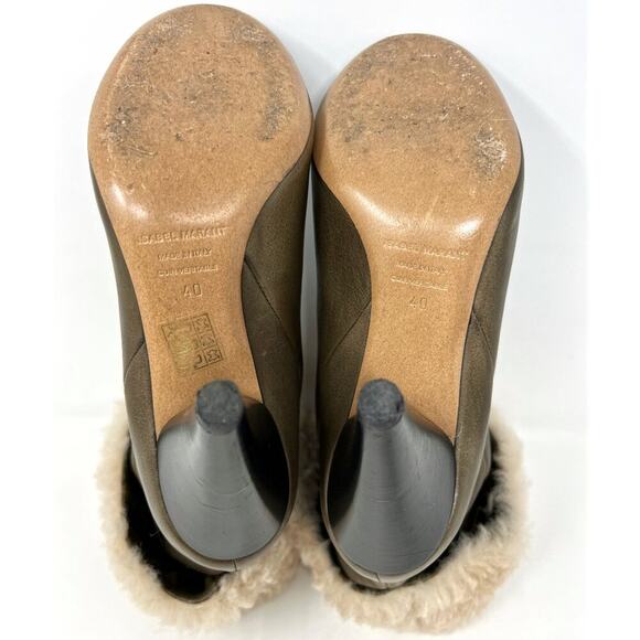 Isabel Marant Lafkee Shearling‑Lined Leather Wedge Boots, Size 40 - Picture 11 of 12